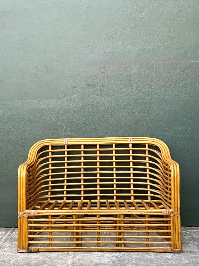 Vintage Stacked Rattan Loveseat — additional photo 7