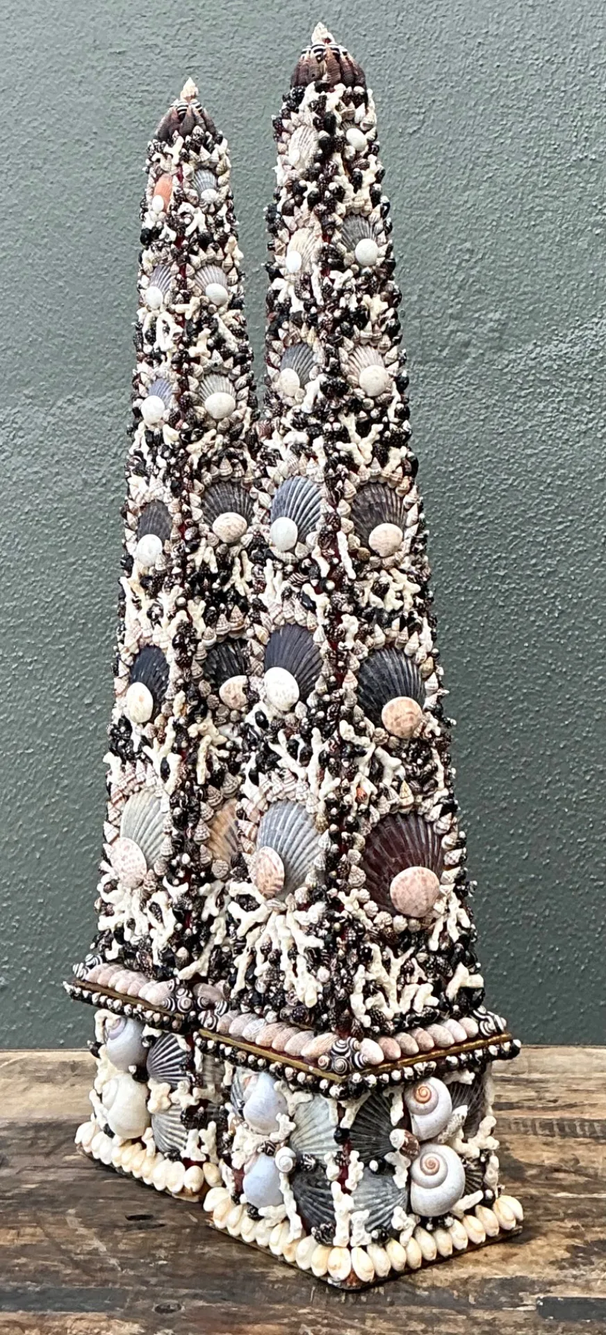 Vintage Shell Encrusted Obelisks - A Pair — additional photo 8