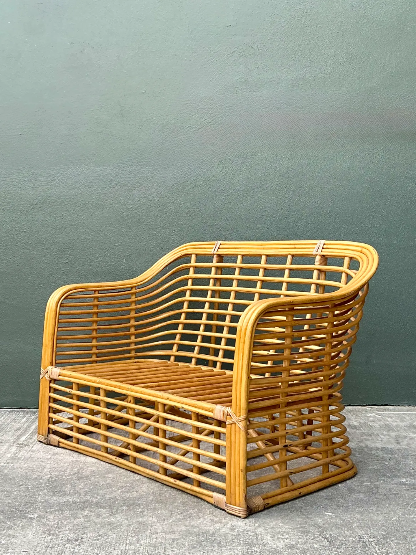 Vintage Stacked Rattan Loveseat — additional photo 3