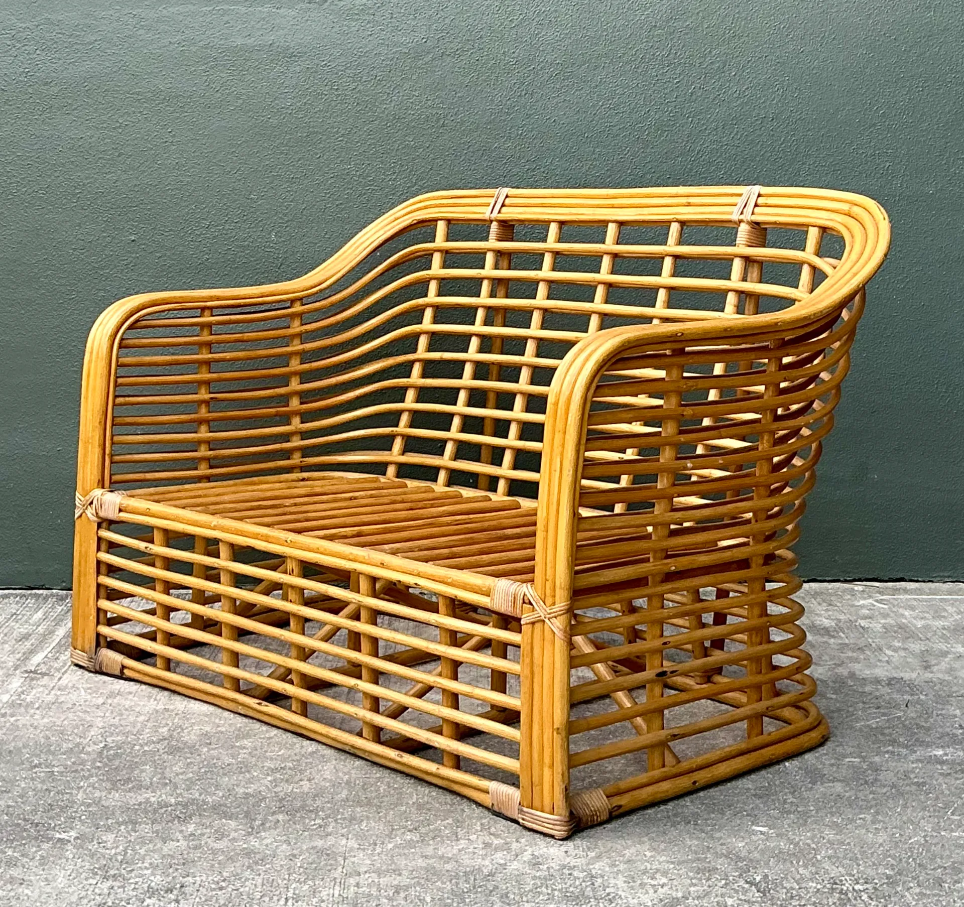 Vintage Stacked Rattan Loveseat — additional photo 4