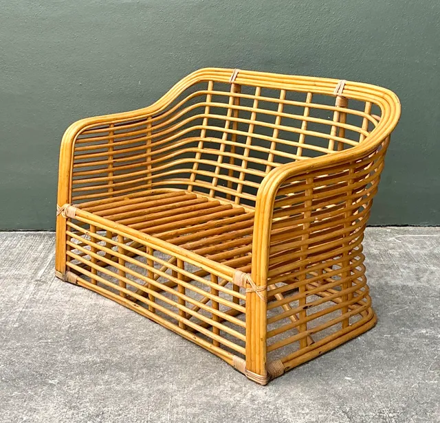 Vintage Stacked Rattan Loveseat — additional photo 2