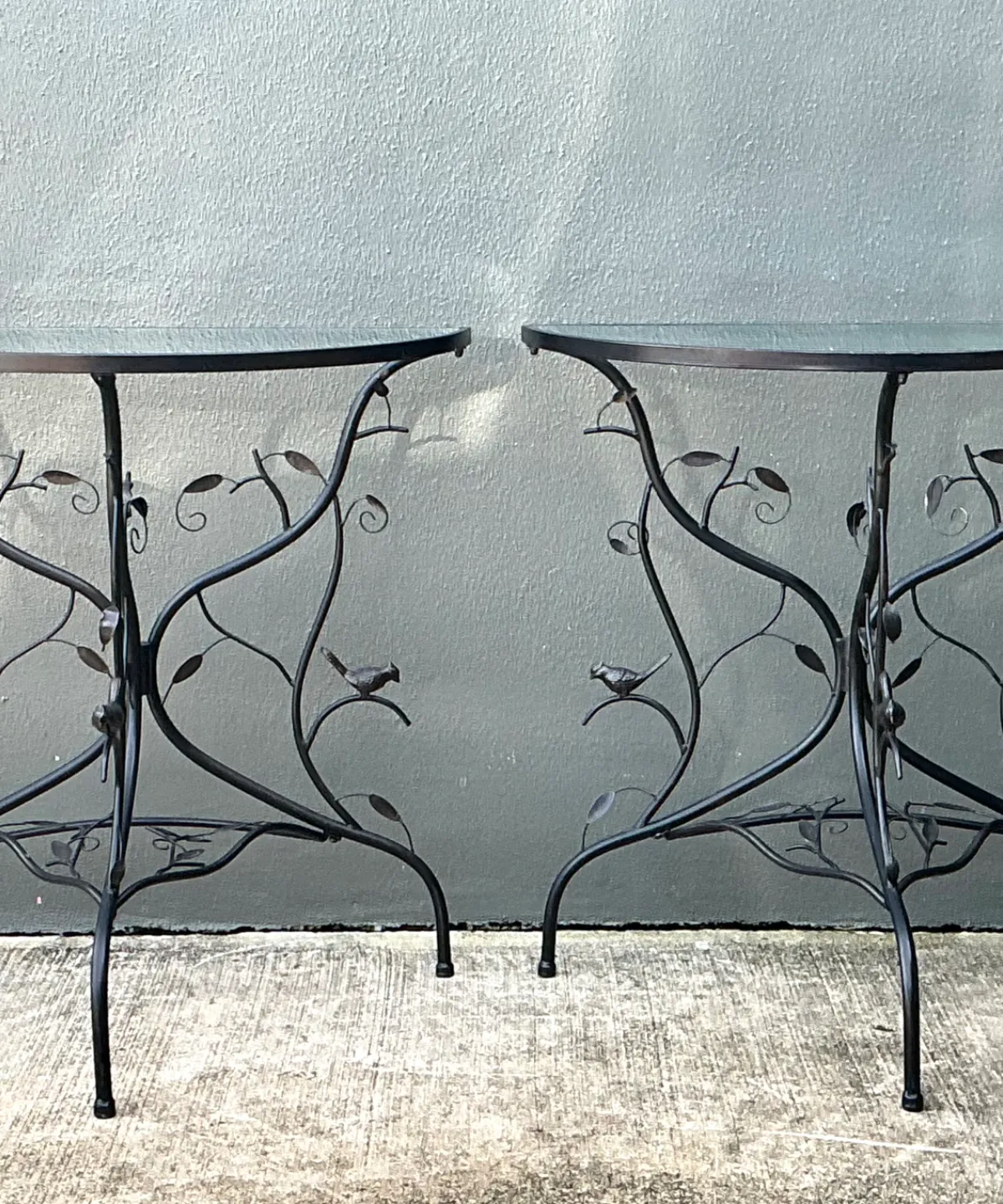 Vintage Sculptural Metal Demilune Console Tables - A Pair — additional photo 8