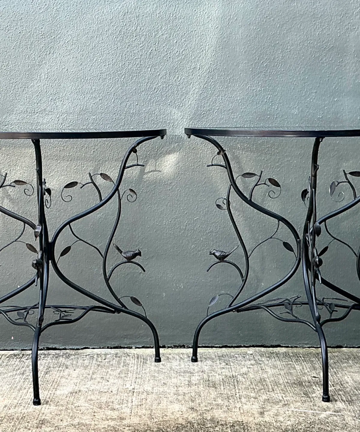 Vintage Sculptural Metal Demilune Console Tables - A Pair — additional photo 5