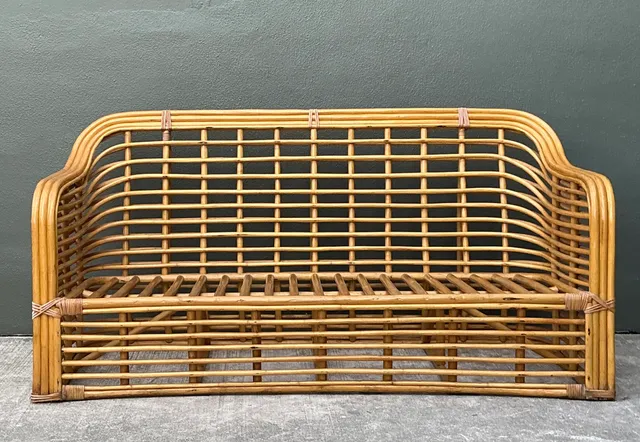 Vintage Stacked Rattan Sofa — additional photo 1