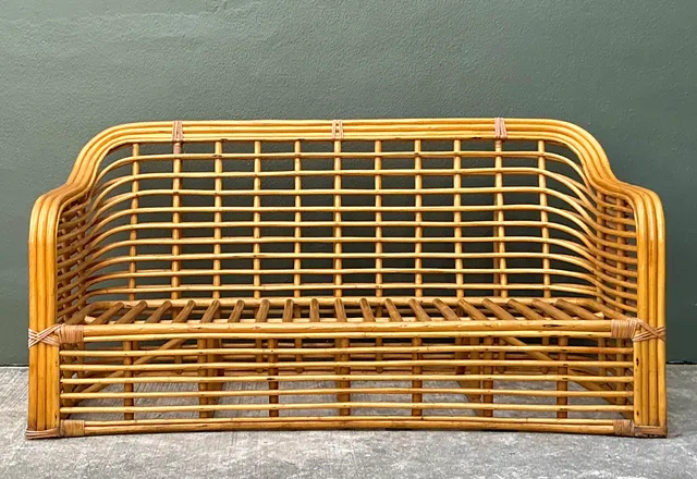 Vintage Stacked Rattan Sofa — additional photo 3