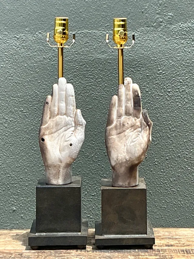 Vintage Ceramic Hand Sculpture Table Lamps - A Pair — additional photo 6