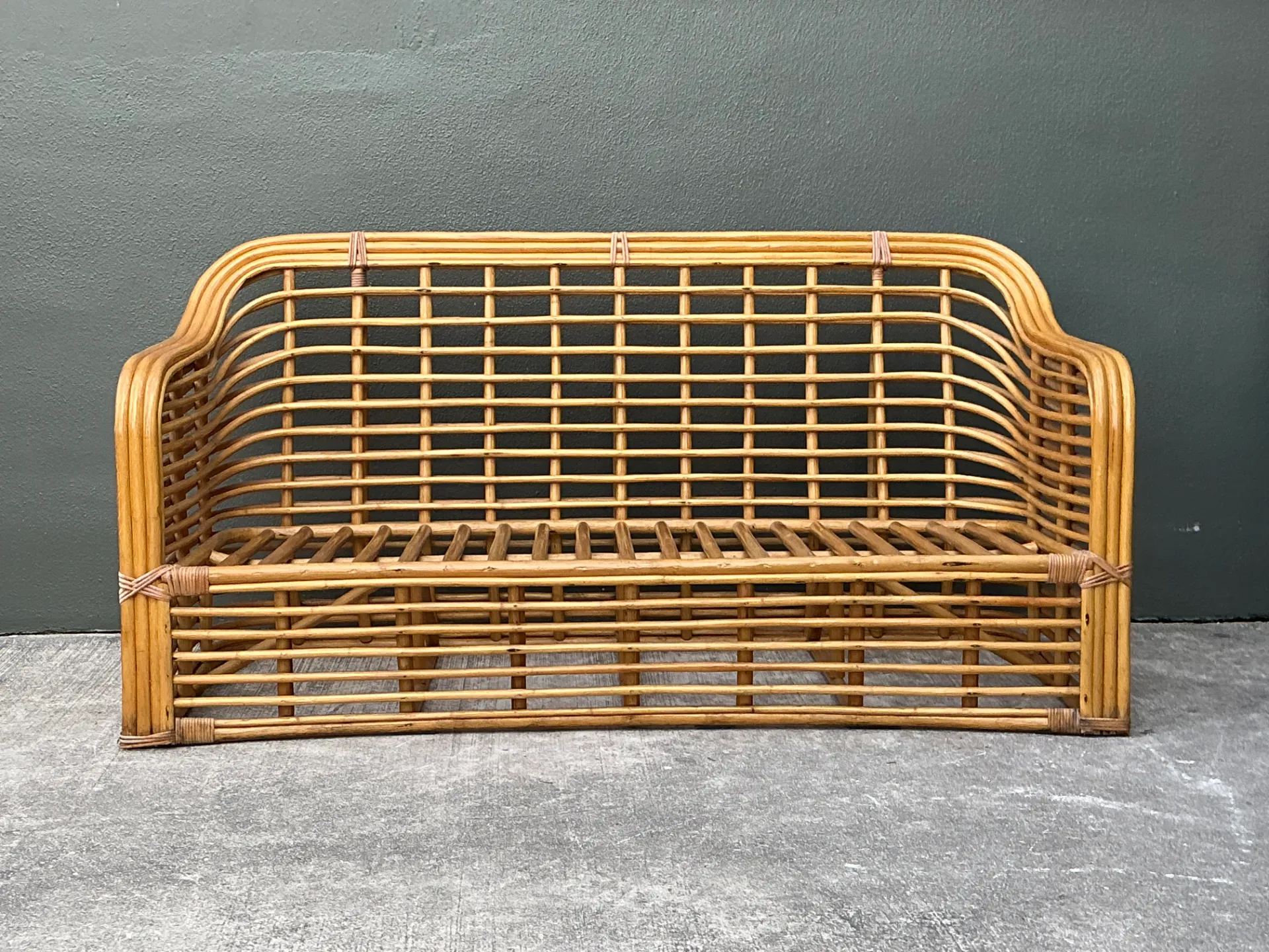 Vintage Stacked Rattan Sofa — additional photo 5