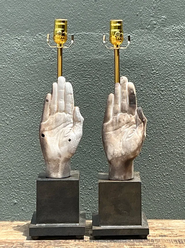Vintage Ceramic Hand Sculpture Table Lamps - A Pair — additional photo 5