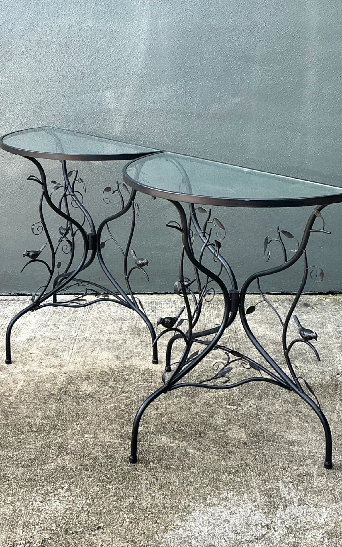 Vintage Sculptural Metal Demilune Console Tables - A Pair — additional photo 6