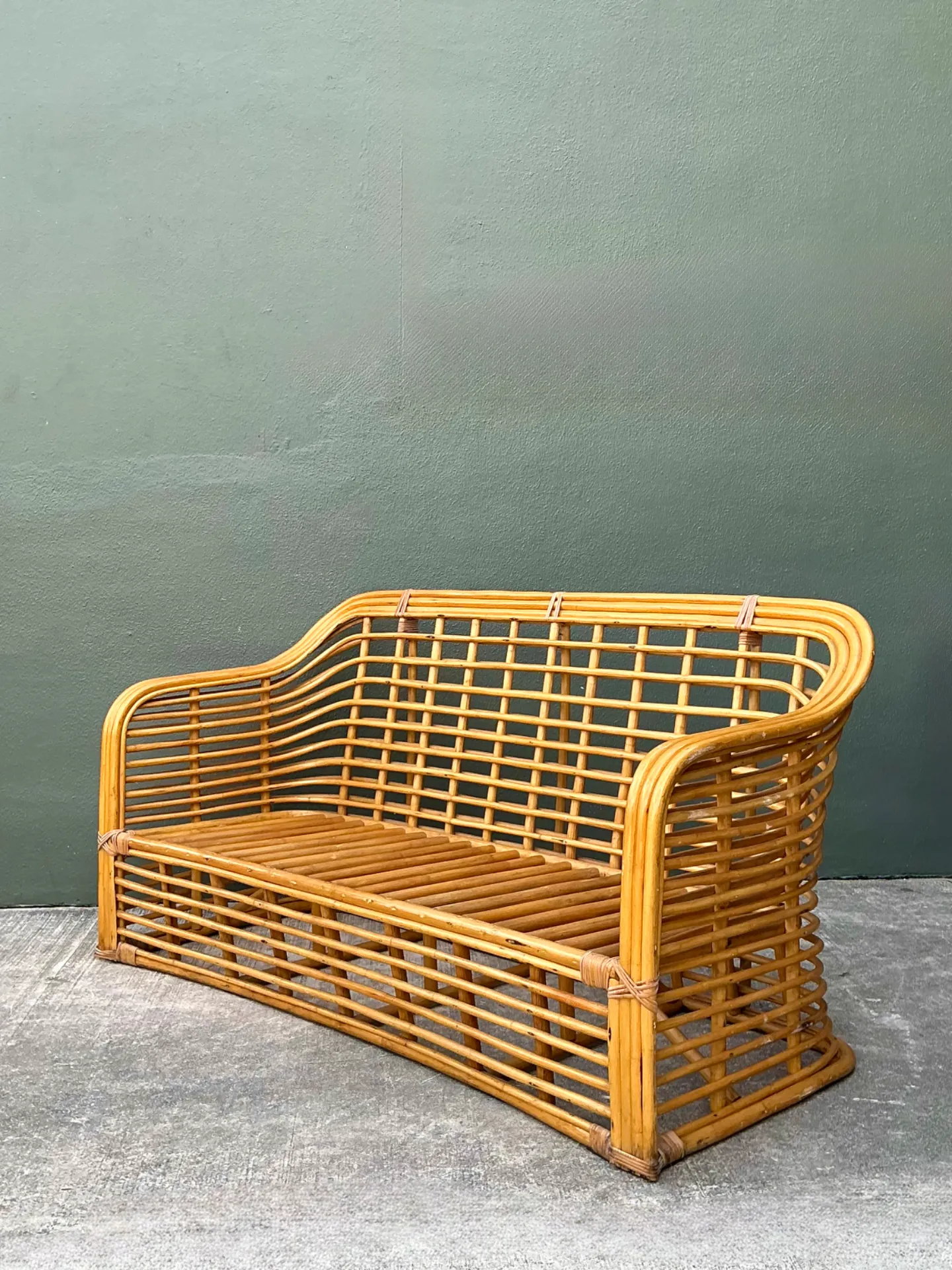 Vintage Stacked Rattan Sofa — additional photo 7