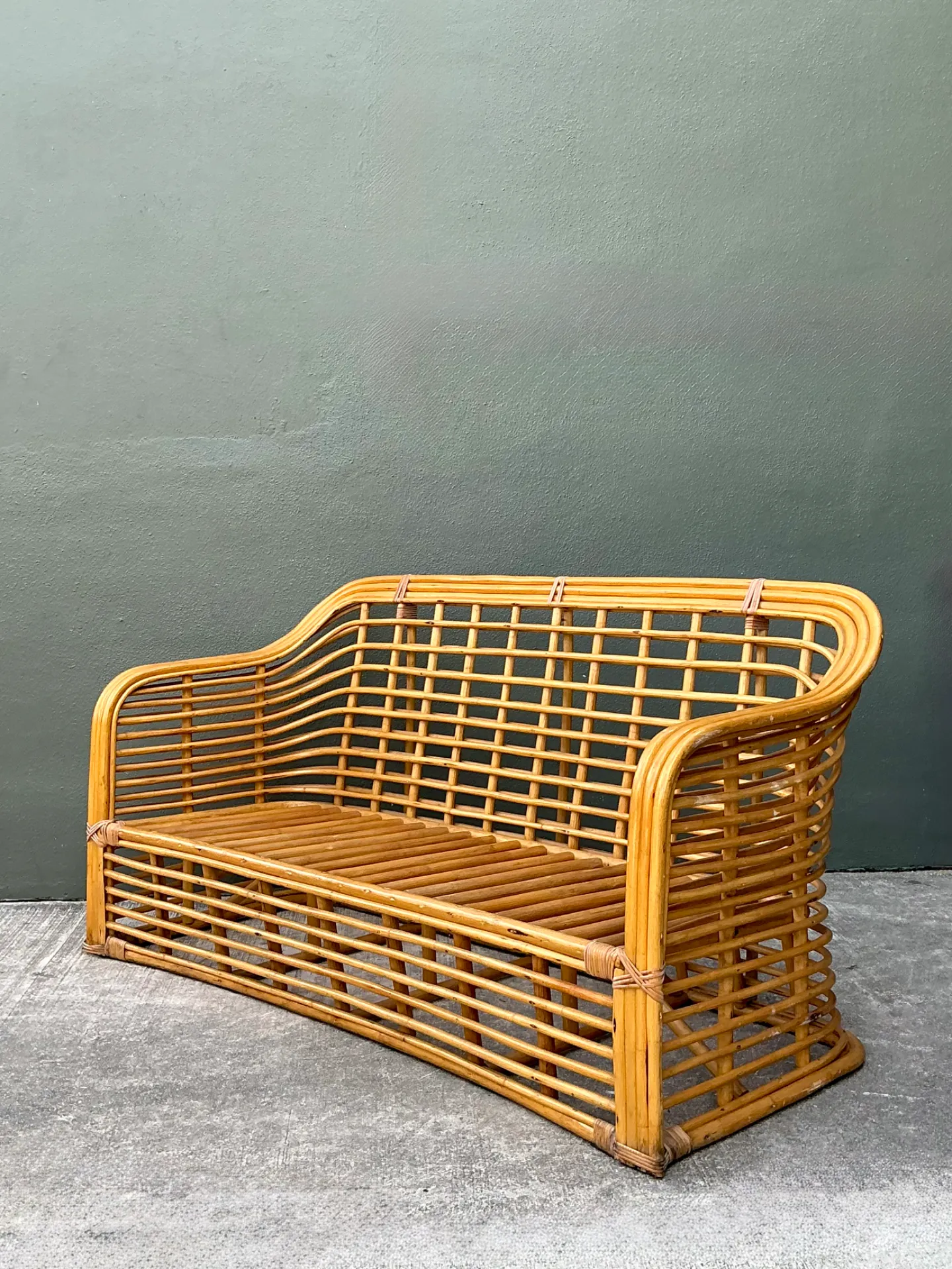 Vintage Stacked Rattan Sofa — additional photo 2