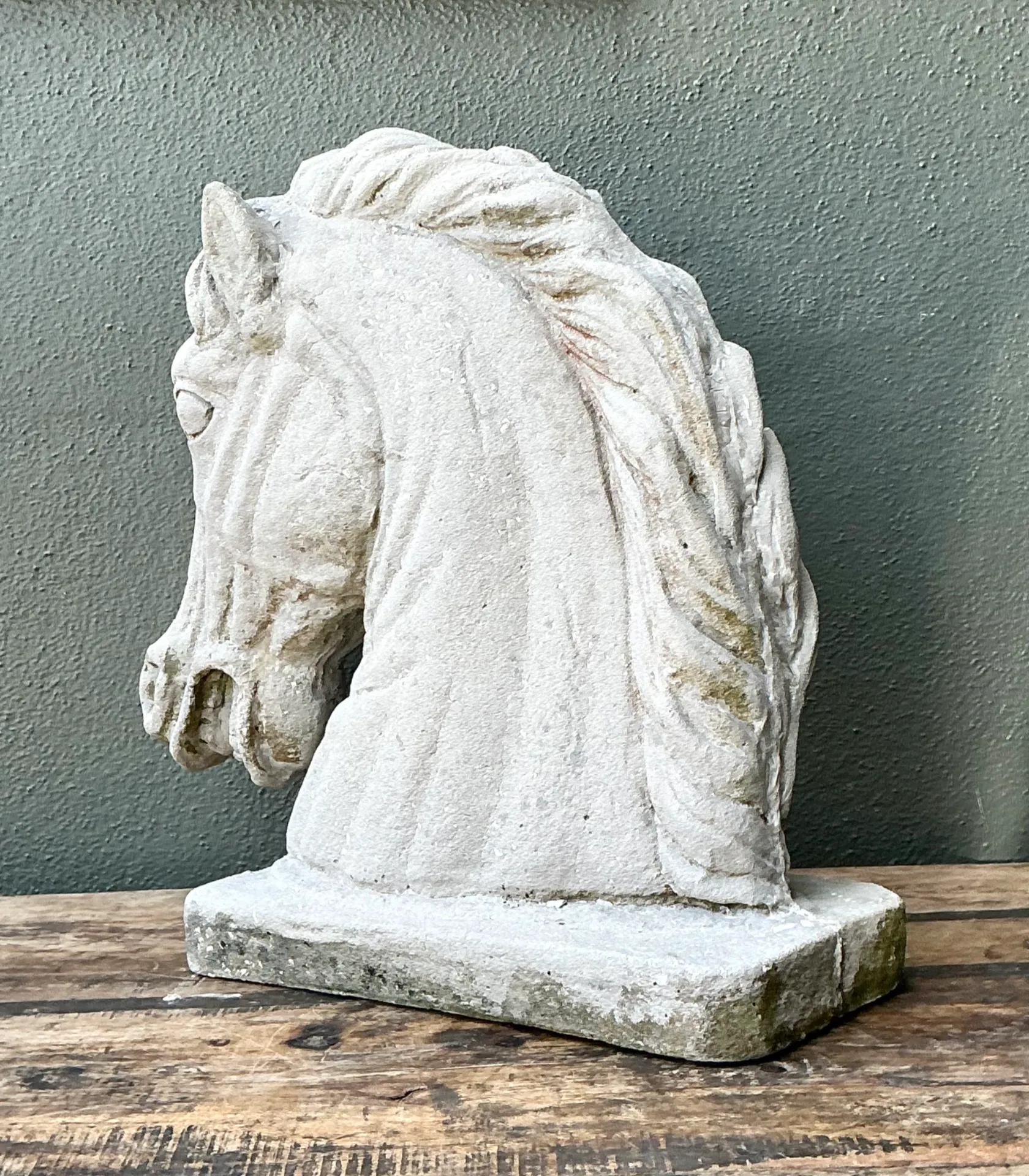 Vintage Cement Equestrian Bust — additional photo 1
