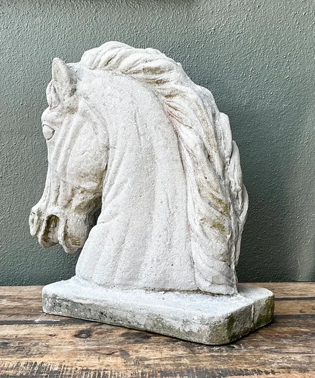 Vintage Cement Equestrian Bust — additional photo 4