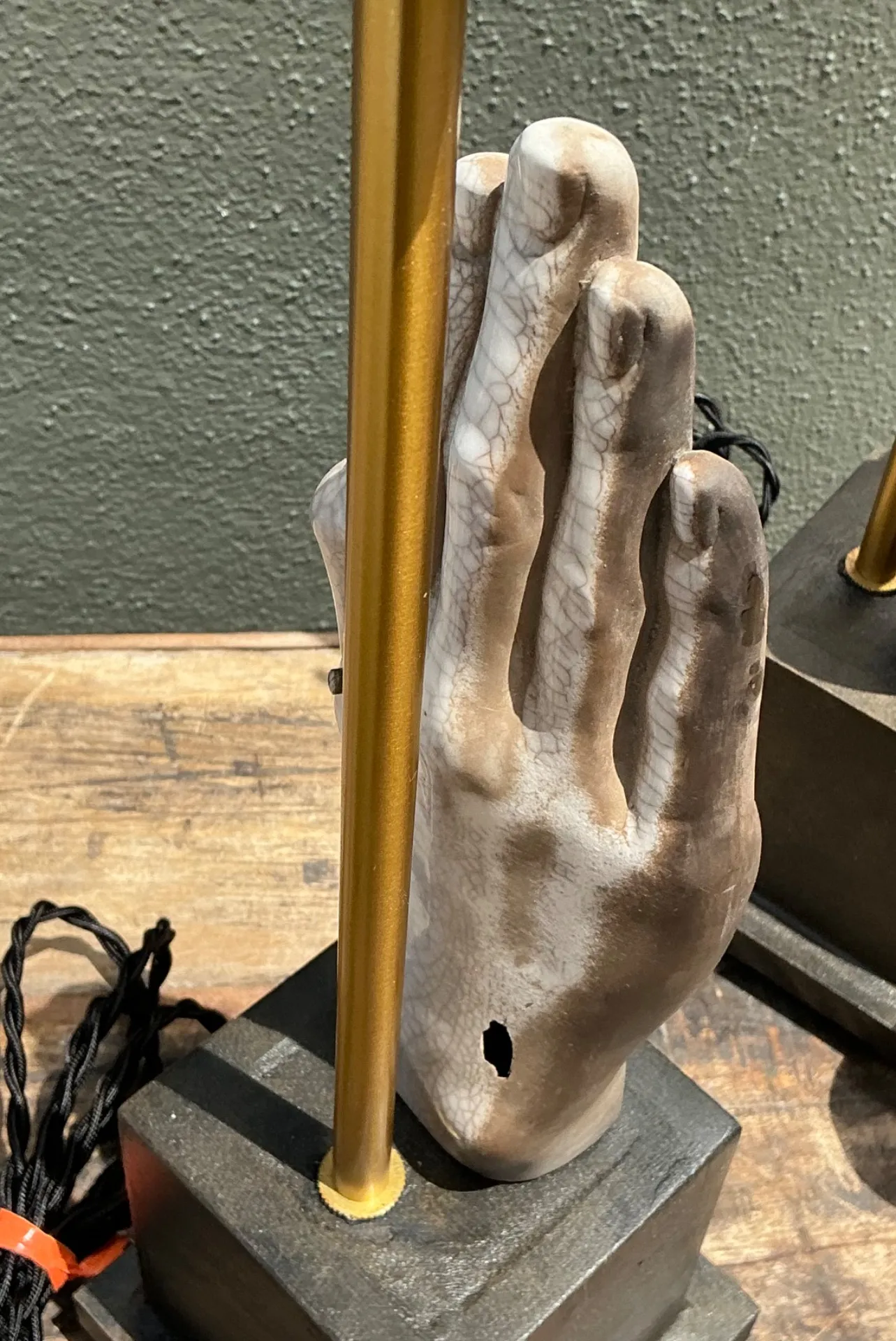 Vintage Ceramic Hand Sculpture Table Lamps - A Pair — additional photo 3
