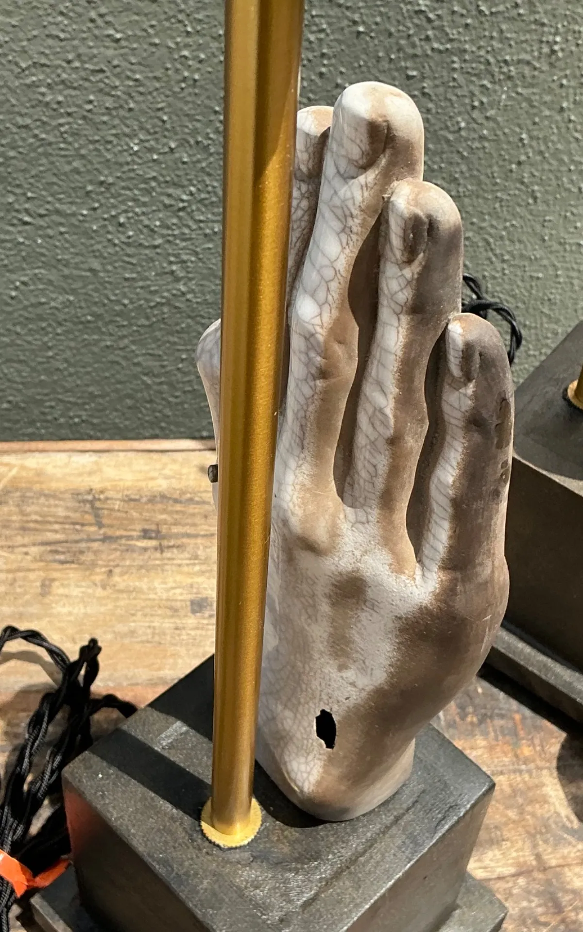 Vintage Ceramic Hand Sculpture Table Lamps - A Pair — additional photo 3