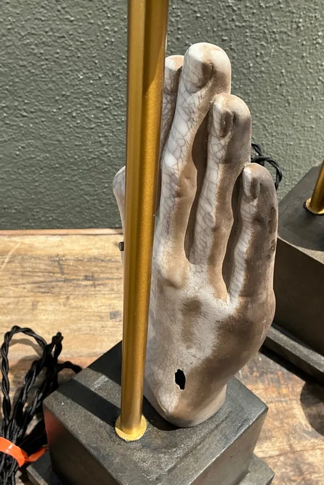 Vintage Ceramic Hand Sculpture Table Lamps - A Pair — additional photo 3