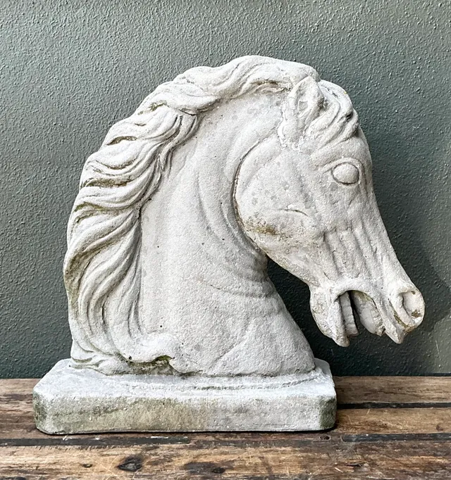Vintage Cement Equestrian Bust — additional photo 2