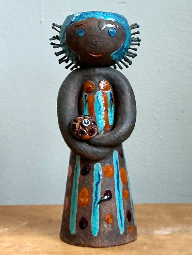 Vintage Hand Painted Ceramic Figurine Candlestick — additional photo 4
