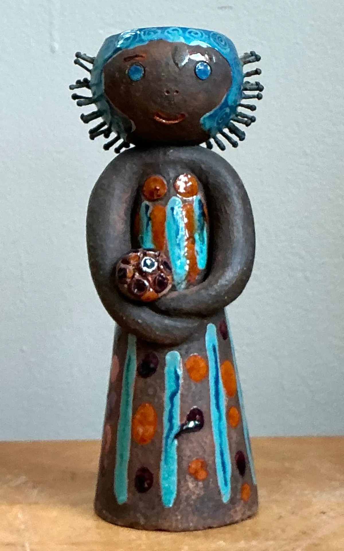 Vintage Hand Painted Ceramic Figurine Candlestick — additional photo 2