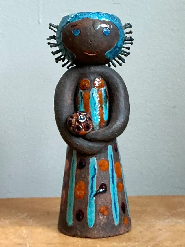 Vintage Hand Painted Ceramic Figurine Candlestick — additional photo 2