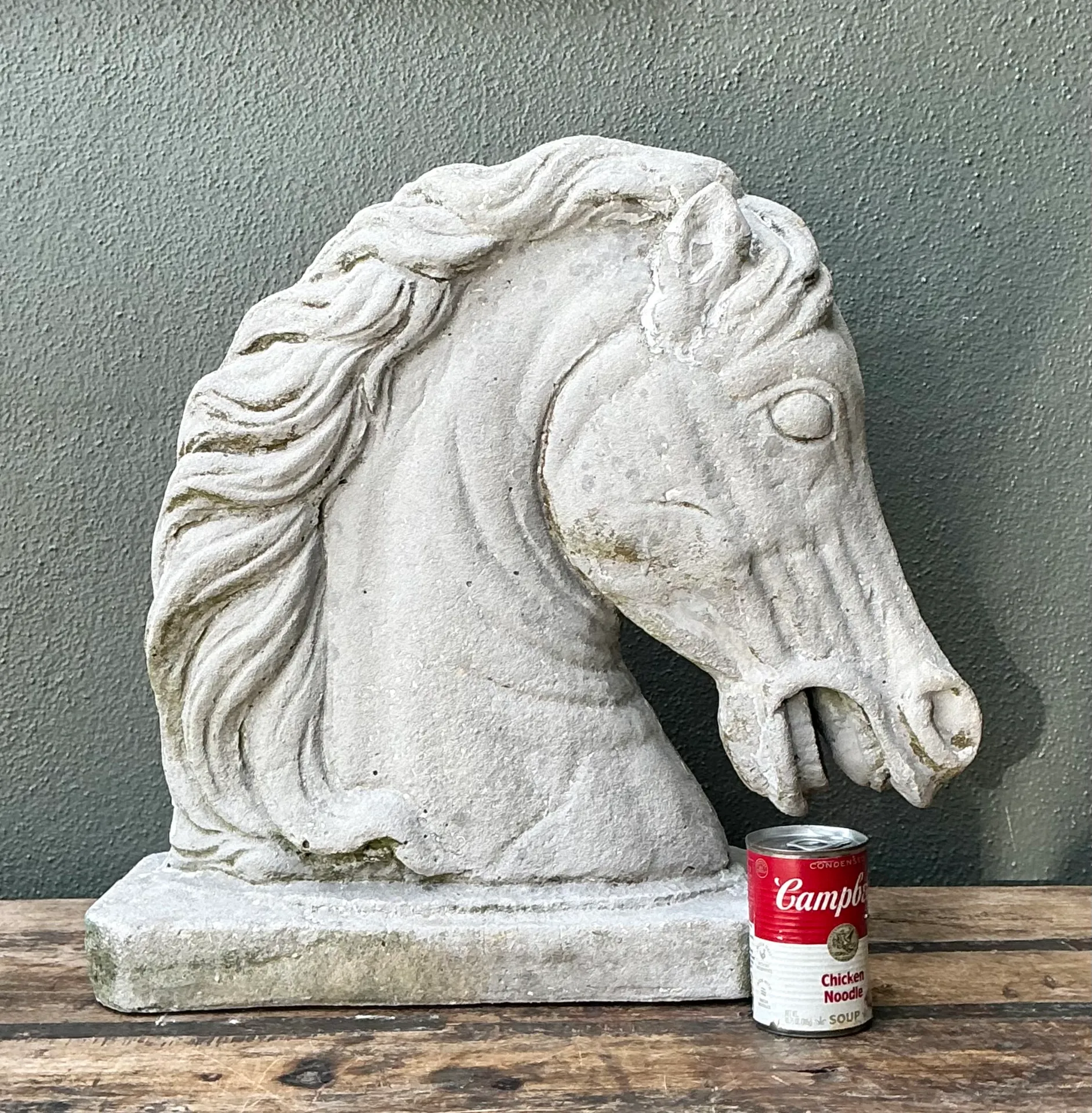 Vintage Cement Equestrian Bust — additional photo 3