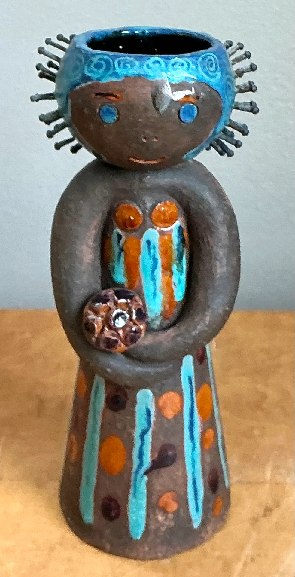Vintage Hand Painted Ceramic Figurine Candlestick — additional photo 8