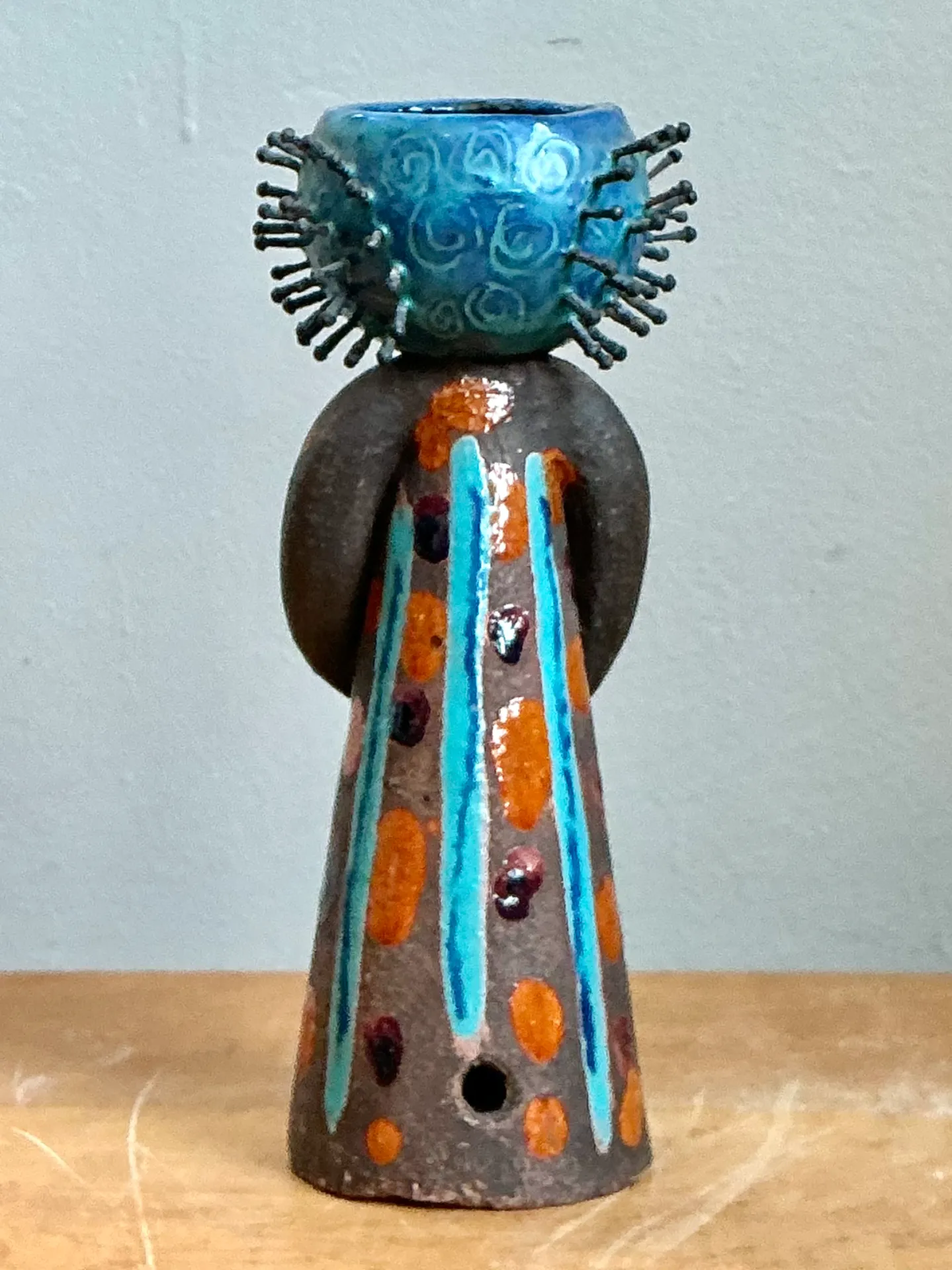 Vintage Hand Painted Ceramic Figurine Candlestick — additional photo 5