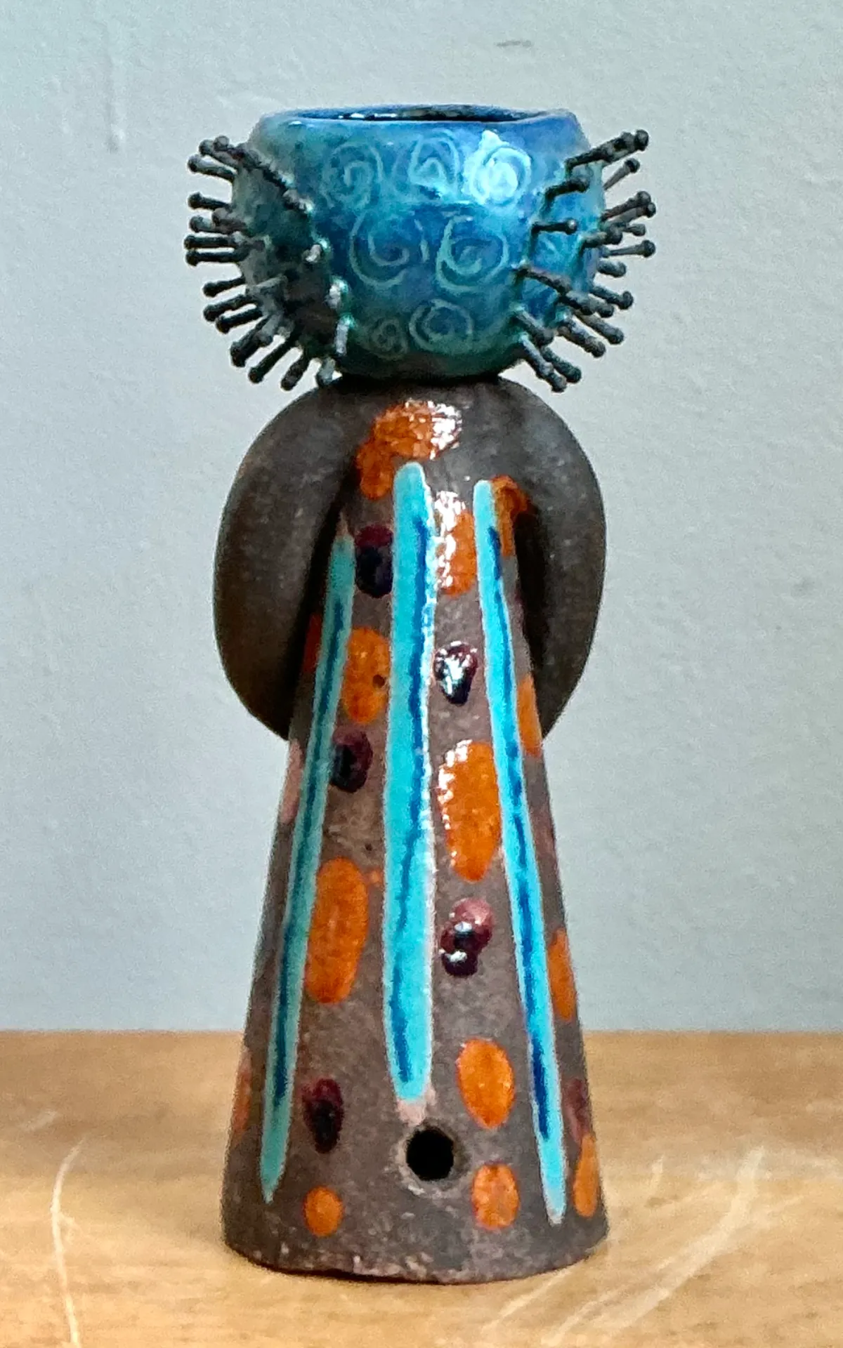 Vintage Hand Painted Ceramic Figurine Candlestick — additional photo 5