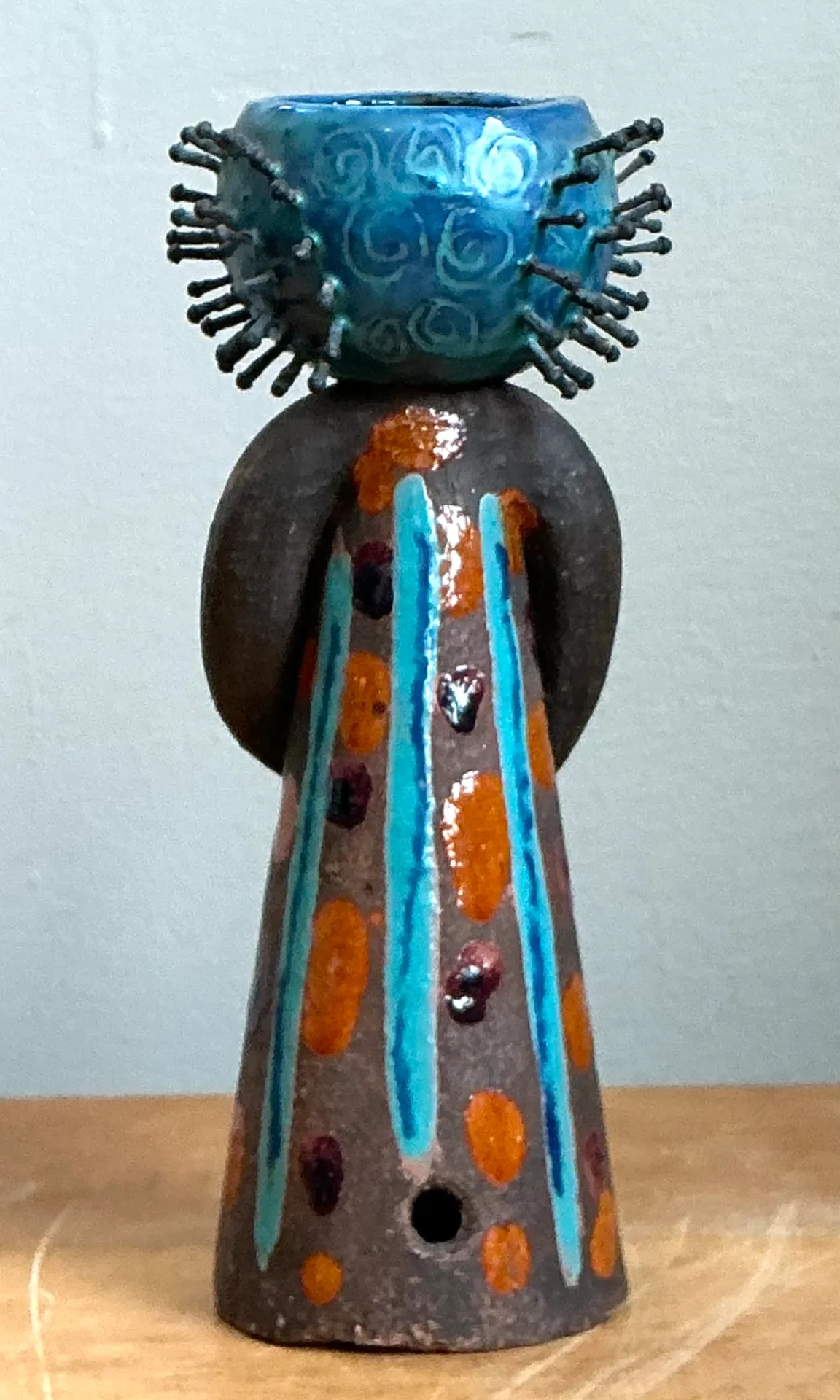Vintage Hand Painted Ceramic Figurine Candlestick — additional photo 3