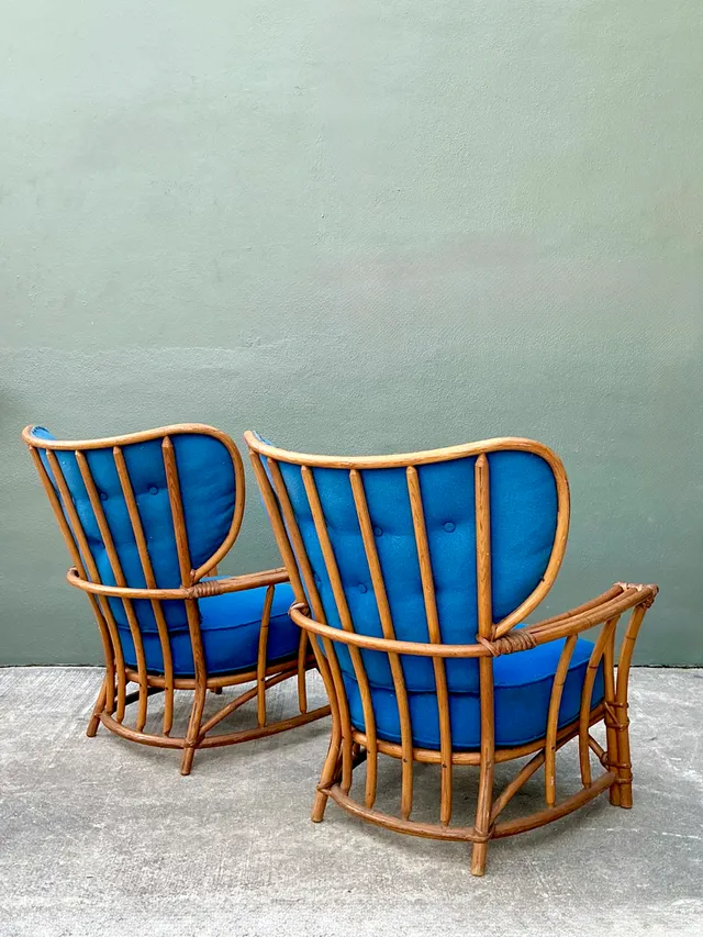 Vintage Heywood Wakefield Rattan Lounge Chairs - Pair — additional photo 5