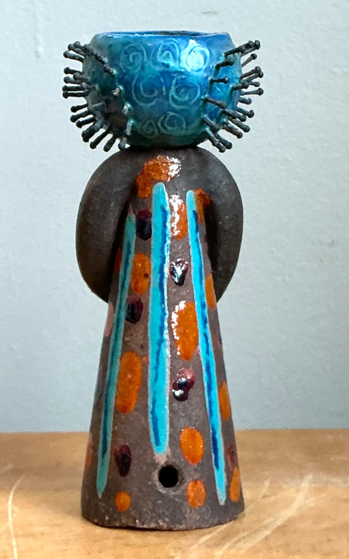 Vintage Hand Painted Ceramic Figurine Candlestick