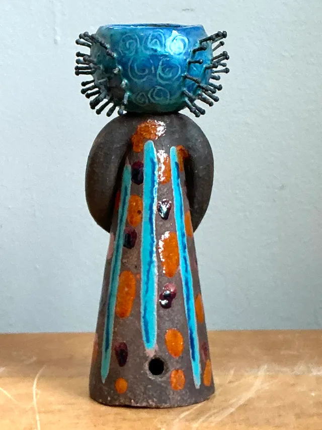 Vintage Hand Painted Ceramic Figurine Candlestick — additional photo 1