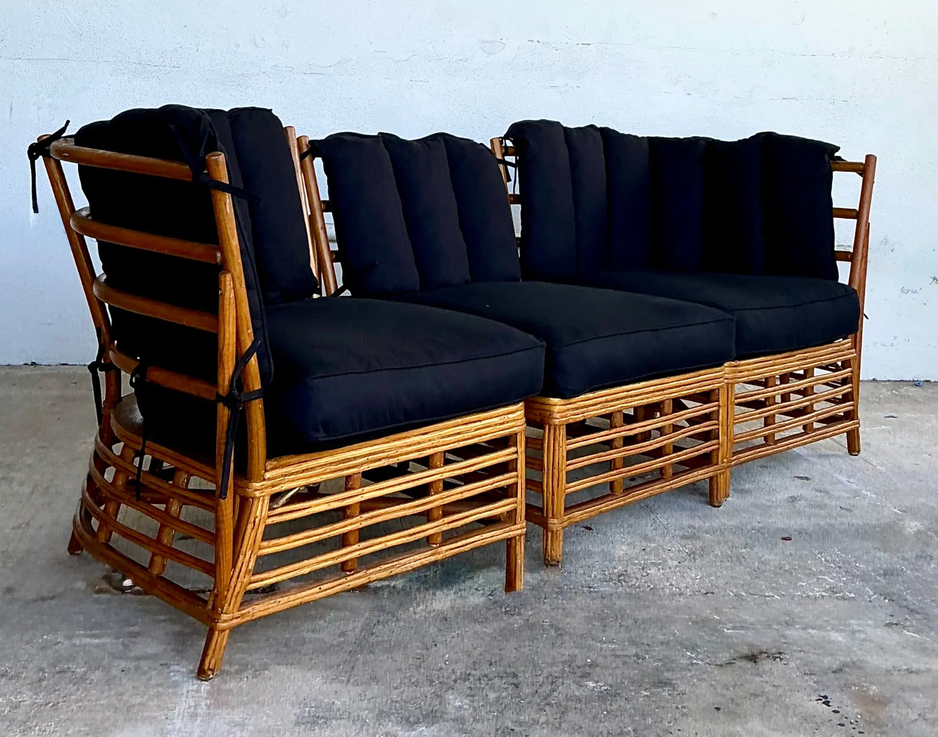 Vintage Stick Rattan Three Seat Sofa — additional photo 1