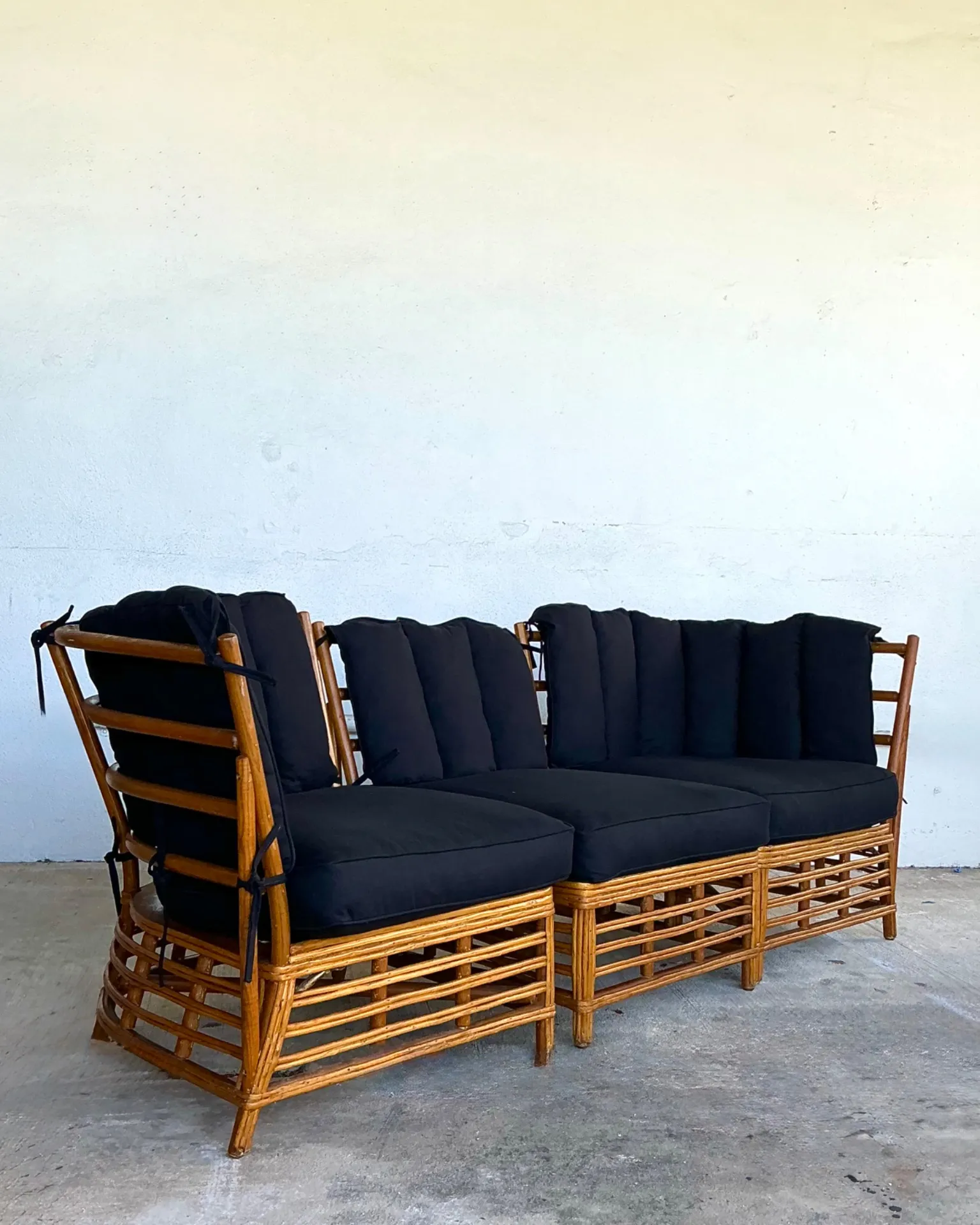 Vintage Stick Rattan Three Seat Sofa — additional photo 3