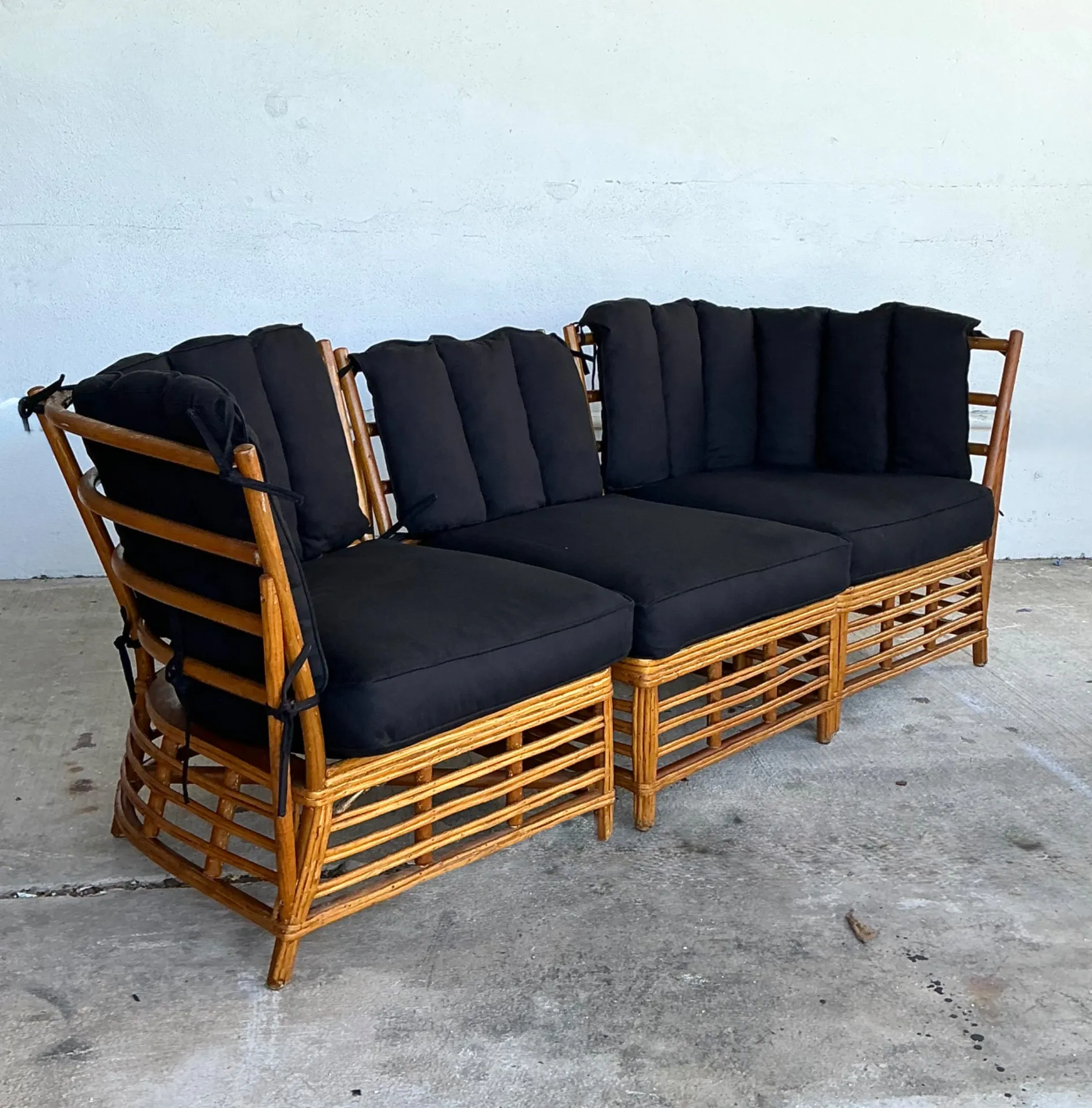 Vintage Stick Rattan Three Seat Sofa — additional photo 8