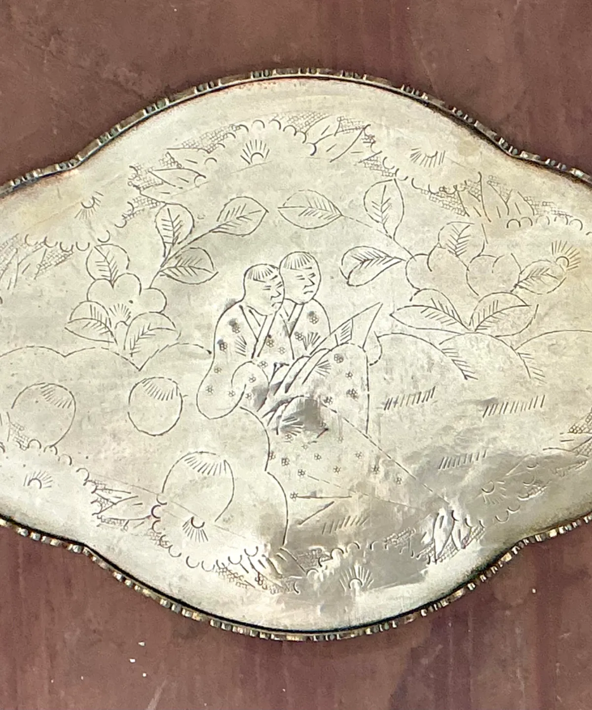 Vintage Engraved Chinoiserie Brass Tray — additional photo 8