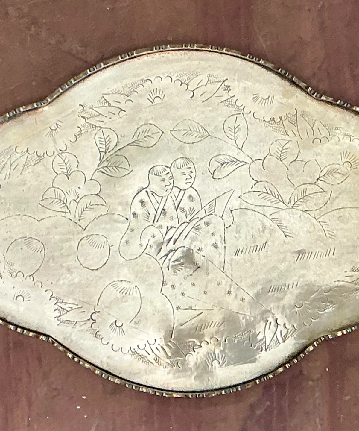 Vintage Engraved Chinoiserie Brass Tray — additional photo 4
