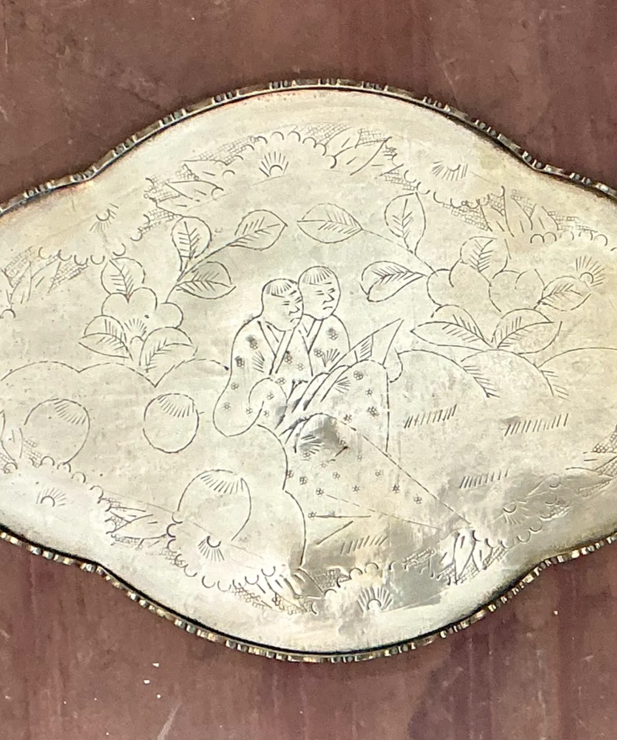 Vintage Engraved Chinoiserie Brass Tray — additional photo 6