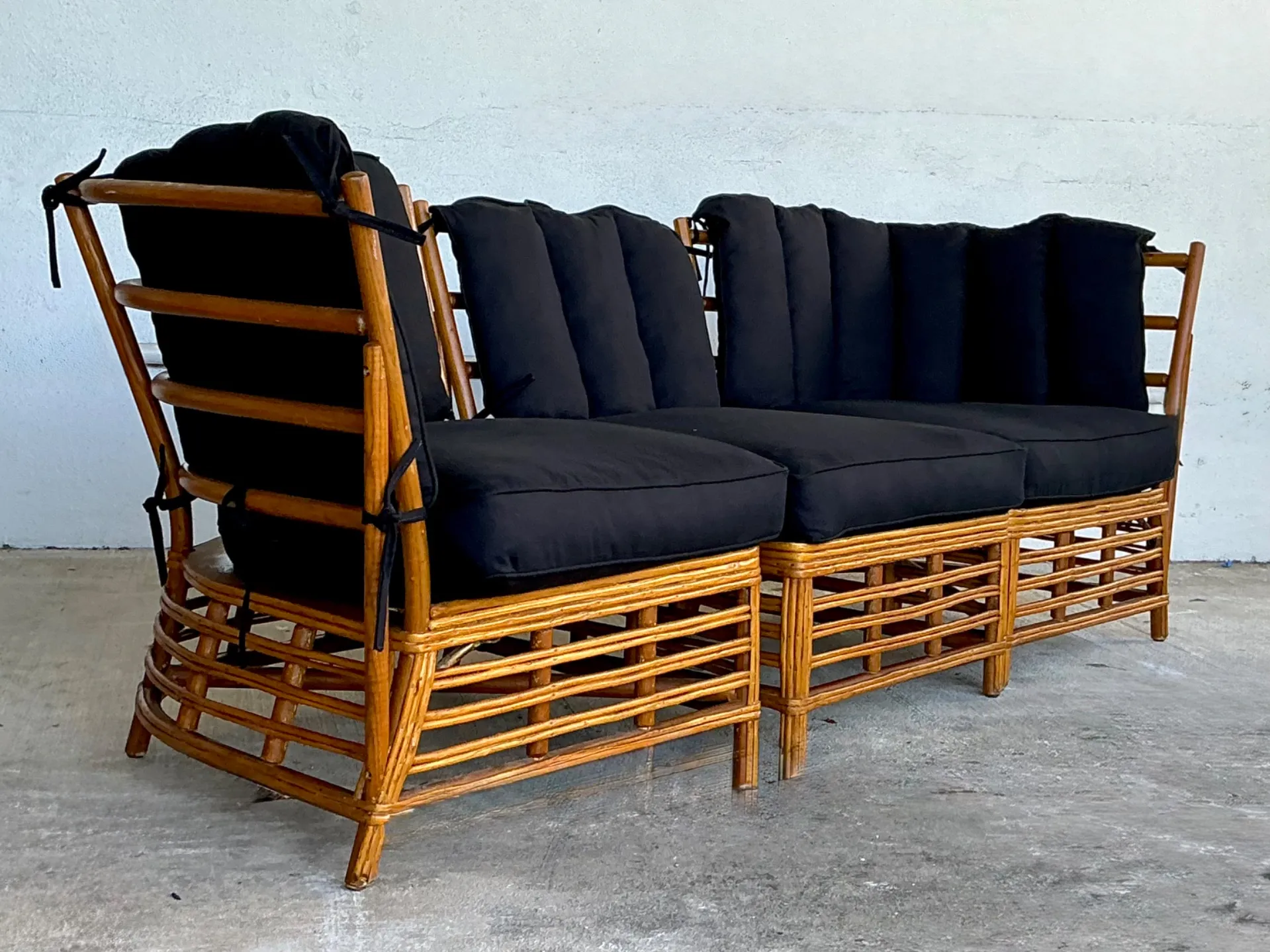 Vintage Stick Rattan Three Seat Sofa — additional photo 2