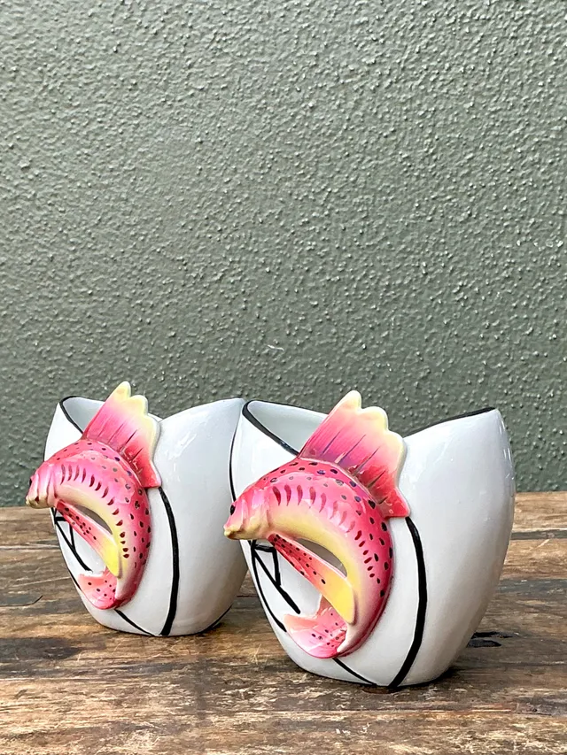 Vintage Stafford Ceramic Leaping Fish Vases - Pair — additional photo 3