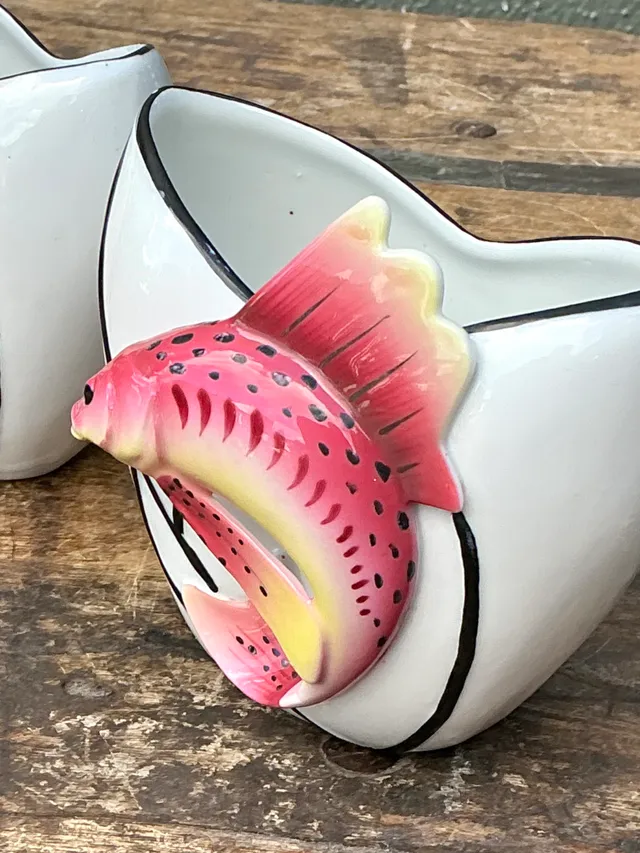 Vintage Stafford Ceramic Leaping Fish Vases - Pair — additional photo 8