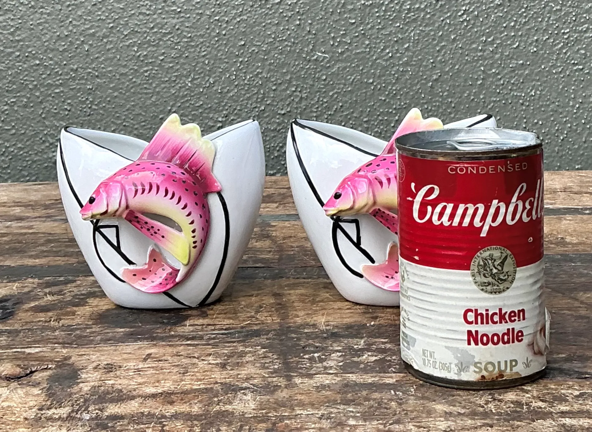 Vintage Stafford Ceramic Leaping Fish Vases - Pair — additional photo 5
