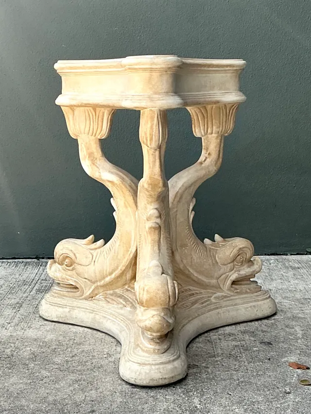 Vintage Plaster Dolphin Base Glass Dining Table — additional photo 7