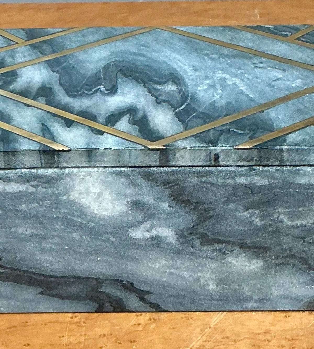 Vintage Geometric Brass Inlaid Stone Box — additional photo 6
