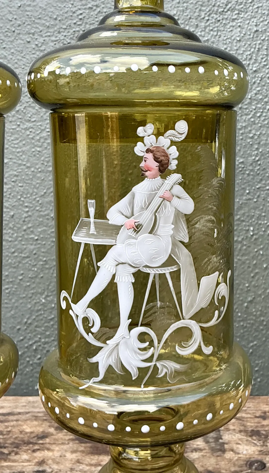 Vintage Hand-Painted Dandy Glass Apothecary Jars - Pair — additional photo 5