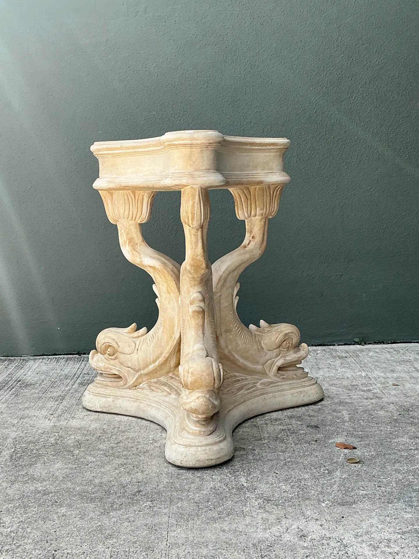 Vintage Plaster Dolphin Base Glass Dining Table — additional photo 3