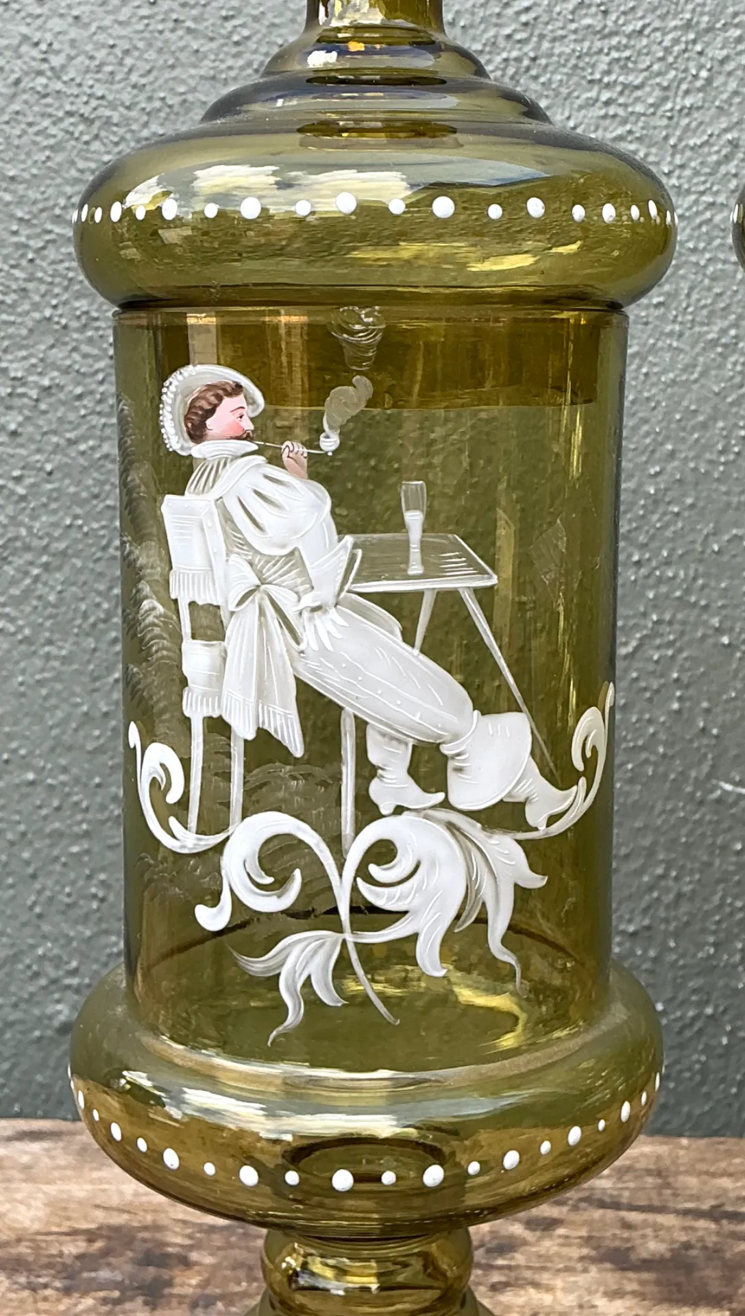 Vintage Hand-Painted Dandy Glass Apothecary Jars - Pair — additional photo 7