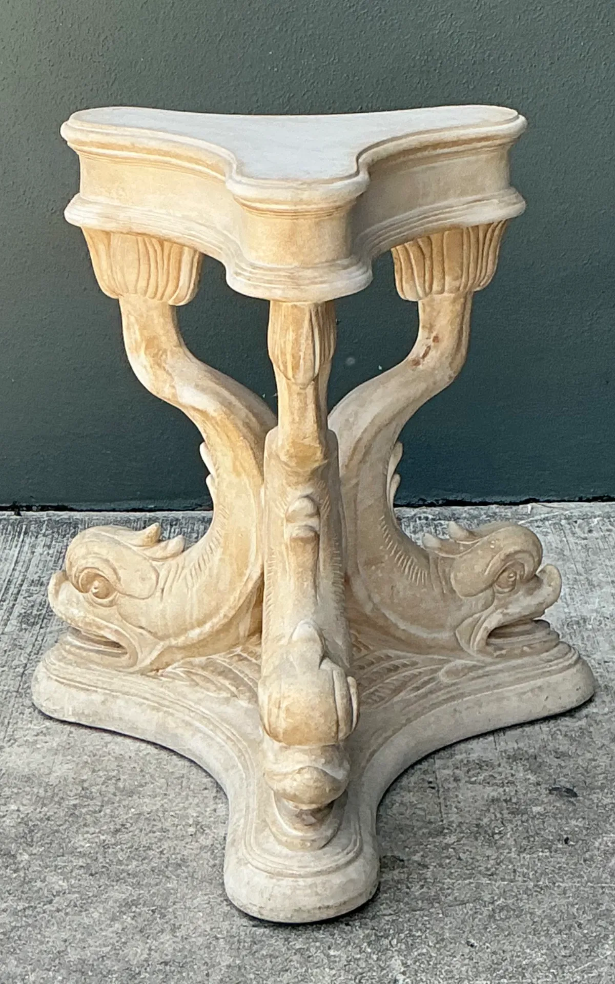 Vintage Plaster Dolphin Base Glass Dining Table — additional photo 5