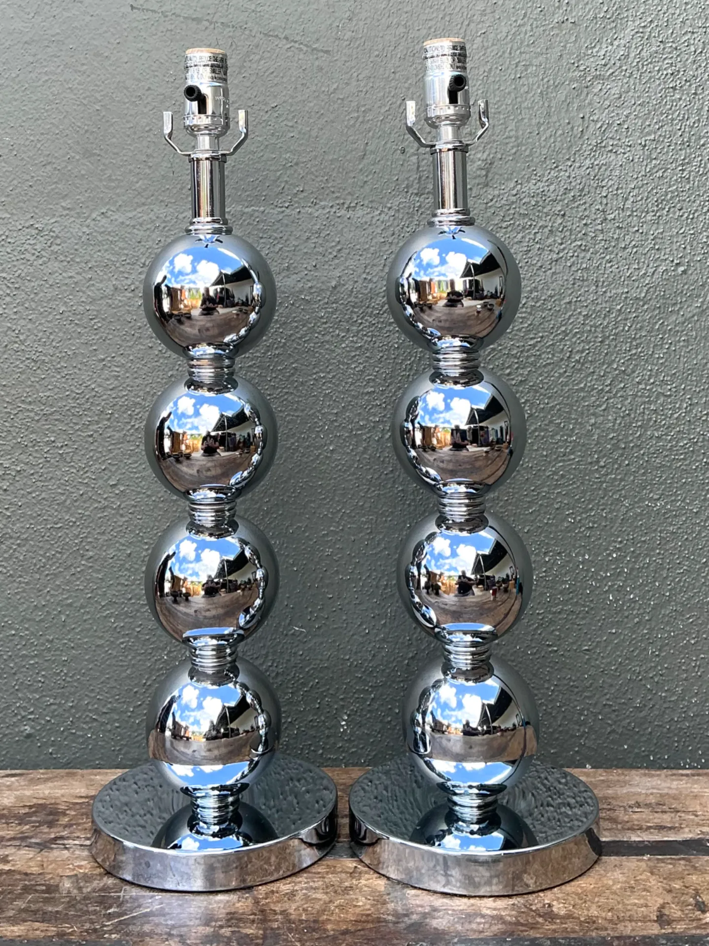 Vintage After Kovacs Stacked Chrome Sphere Lamps — additional photo 1