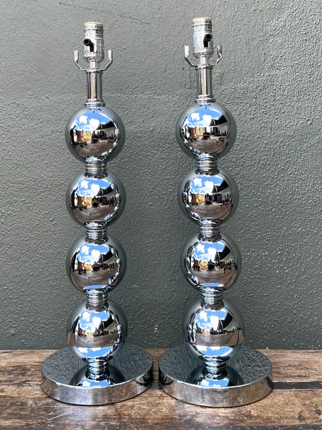 Vintage After Kovacs Stacked Chrome Sphere Lamps — additional photo 1